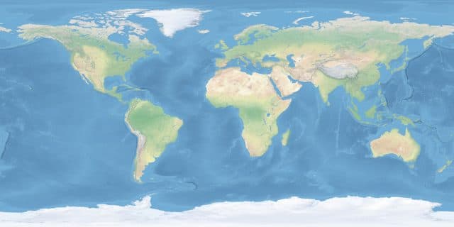 Natural Earth II — 세계 음영기복·식생 (국경·지명 없음)