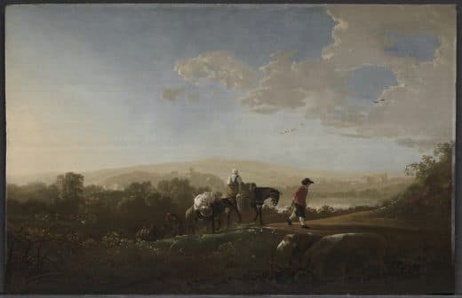 Aelbert Cuyp — Travelers in Hilly Countryside