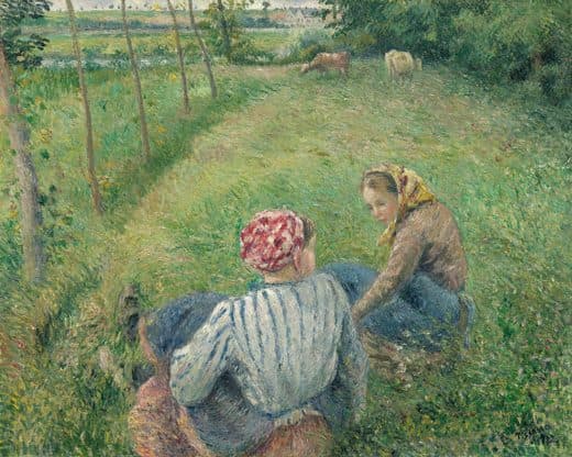 Camille Pissarro — Young Peasant Girls Resting in the Fields near Pontoise