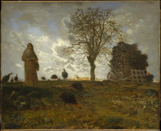 Jean-François Millet — Autumn Landscape with a Flock of Turkeys
