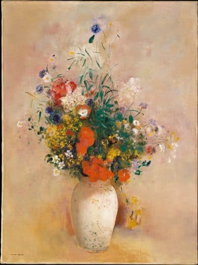 Odilon Redon — Vase of Flowers (Pink Background)