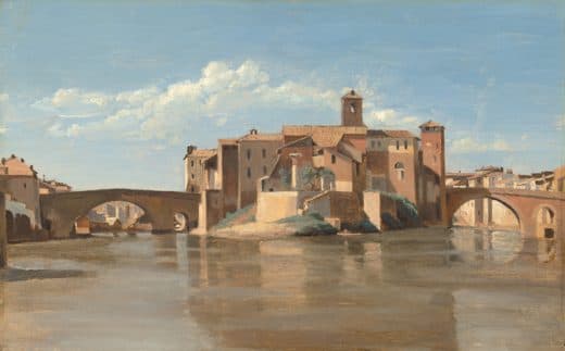 Jean-Baptiste-Camille Corot — The Island and Bridge of San Bartolomeo, Rome