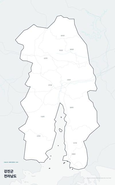 강진군 행정지도(읍·면 경계) — 전라남도