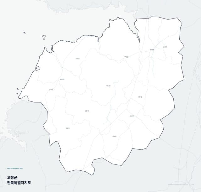 고창군 행정지도(읍·면 경계) — 전북특별자치도