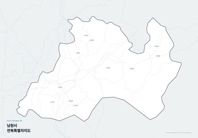 남원시 행정지도(읍·면 경계) — 전북특별자치도