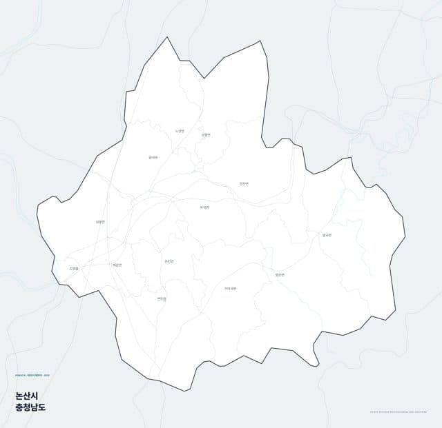 논산시 행정지도(읍·면 경계) — 충청남도