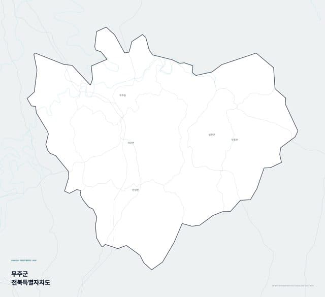 무주군 행정지도(읍·면 경계) — 전북특별자치도