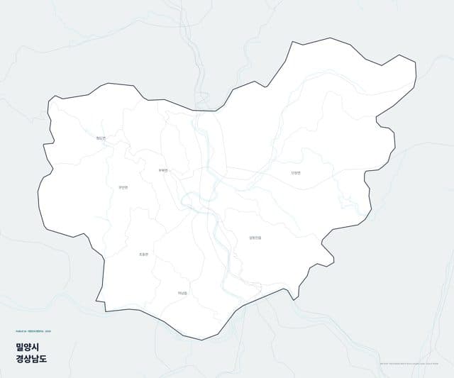 밀양시 행정지도(읍·면 경계) — 경상남도