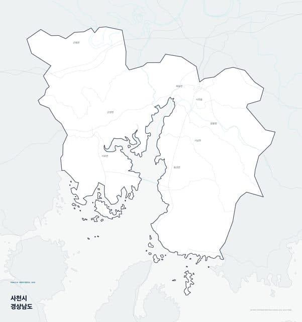 사천시 행정지도(읍·면 경계) — 경상남도