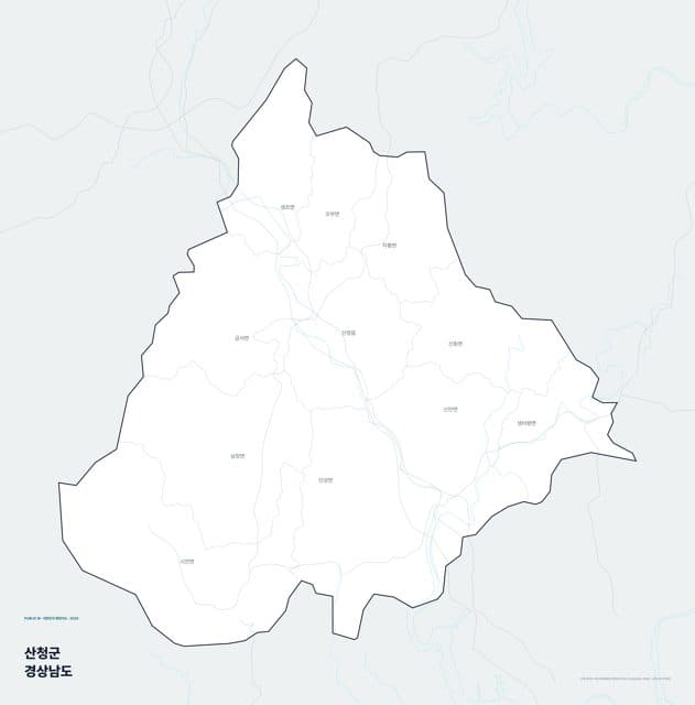 산청군 행정지도(읍·면 경계) — 경상남도