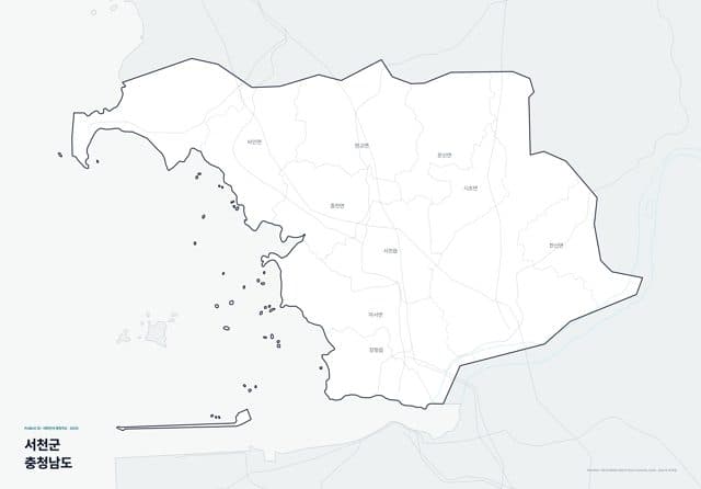 서천군 행정지도(읍·면 경계) — 충청남도