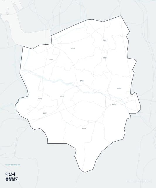 아산시 행정지도(읍·면 경계) — 충청남도