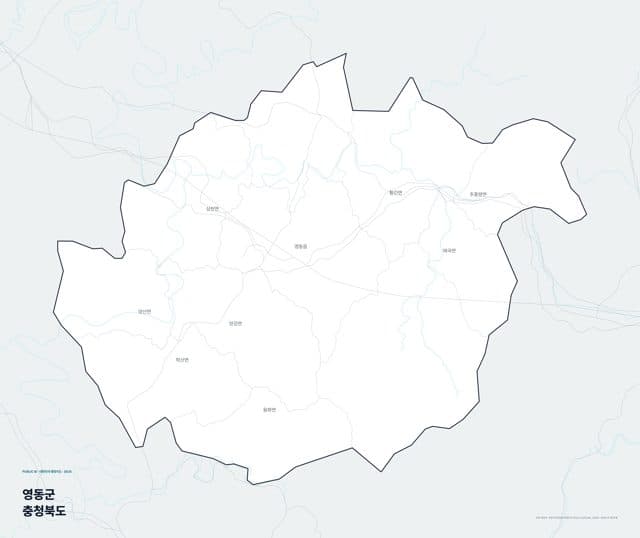 영동군 행정지도(읍·면 경계) — 충청북도