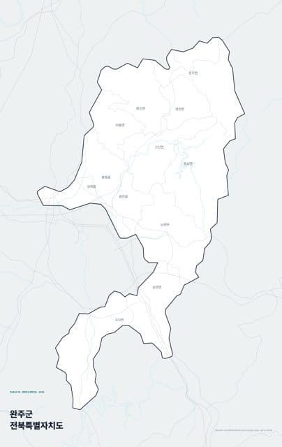 완주군 행정지도(읍·면 경계) — 전북특별자치도