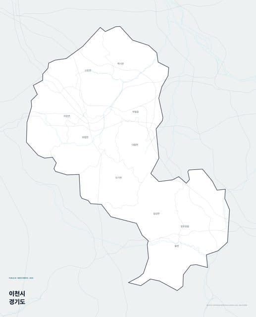 이천시 행정지도(읍·면 경계) — 경기도