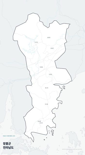 장흥군 행정지도(읍·면 경계) — 전라남도