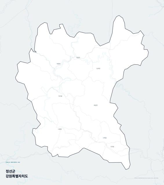 정선군 행정지도(읍·면 경계) — 강원특별자치도