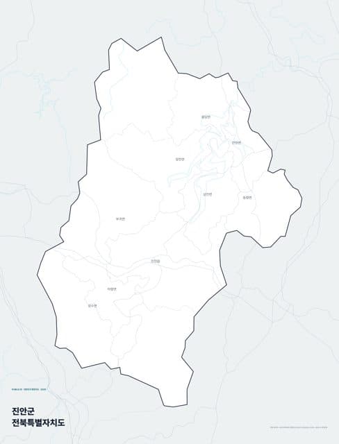 진안군 행정지도(읍·면 경계) — 전북특별자치도