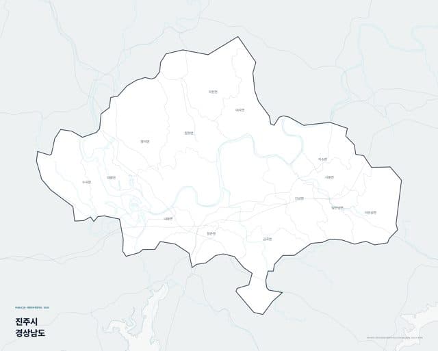 진주시 행정지도(읍·면 경계) — 경상남도