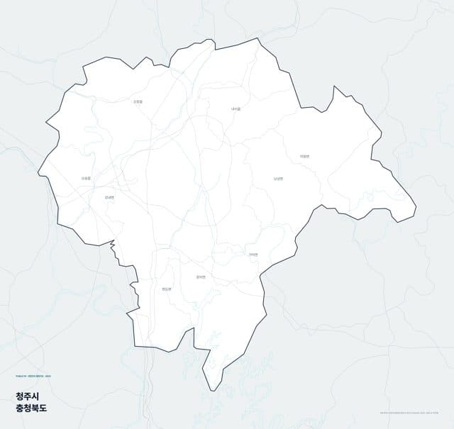 청주시 행정지도(읍·면 경계) — 충청북도