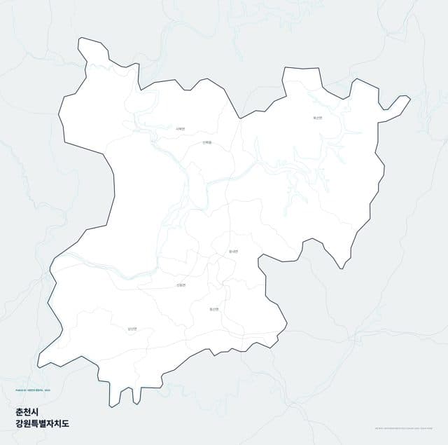 춘천시 행정지도(읍·면 경계) — 강원특별자치도
