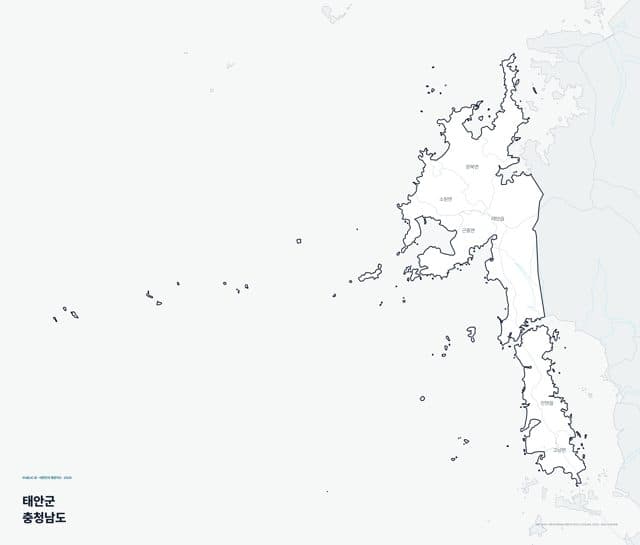 태안군 행정지도(읍·면 경계) — 충청남도