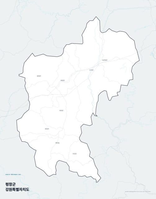 평창군 행정지도(읍·면 경계) — 강원특별자치도