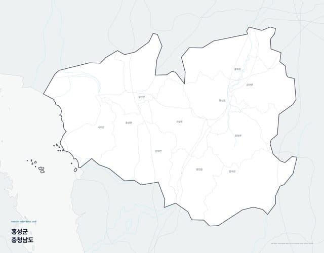 홍성군 행정지도(읍·면 경계) — 충청남도