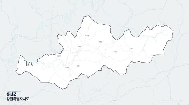 홍천군 행정지도(읍·면 경계) — 강원특별자치도