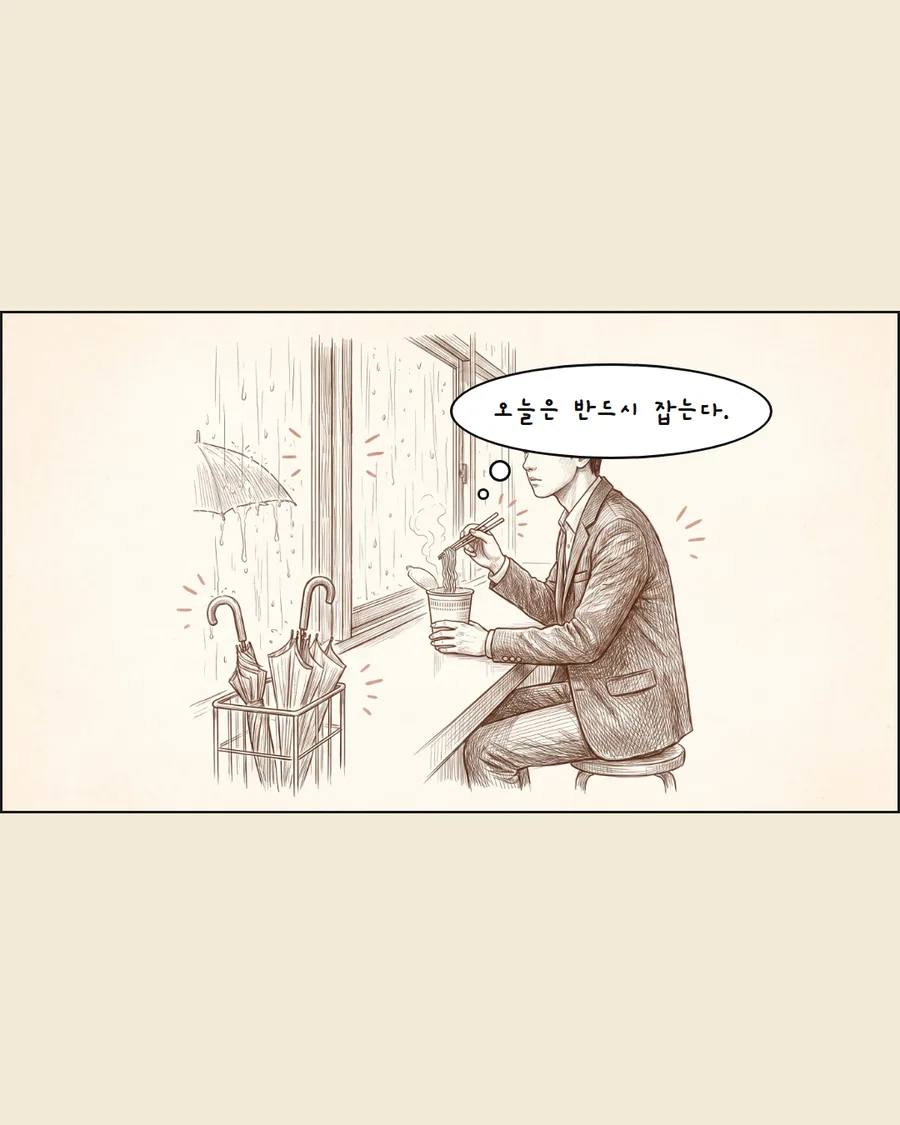 우산 도둑 4컷